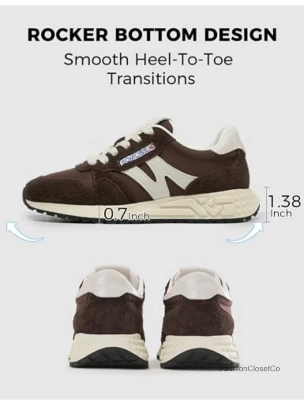 Fashion Platform Sneakers with Suede Fabric Upper, Non-Slip TPR Outsole,